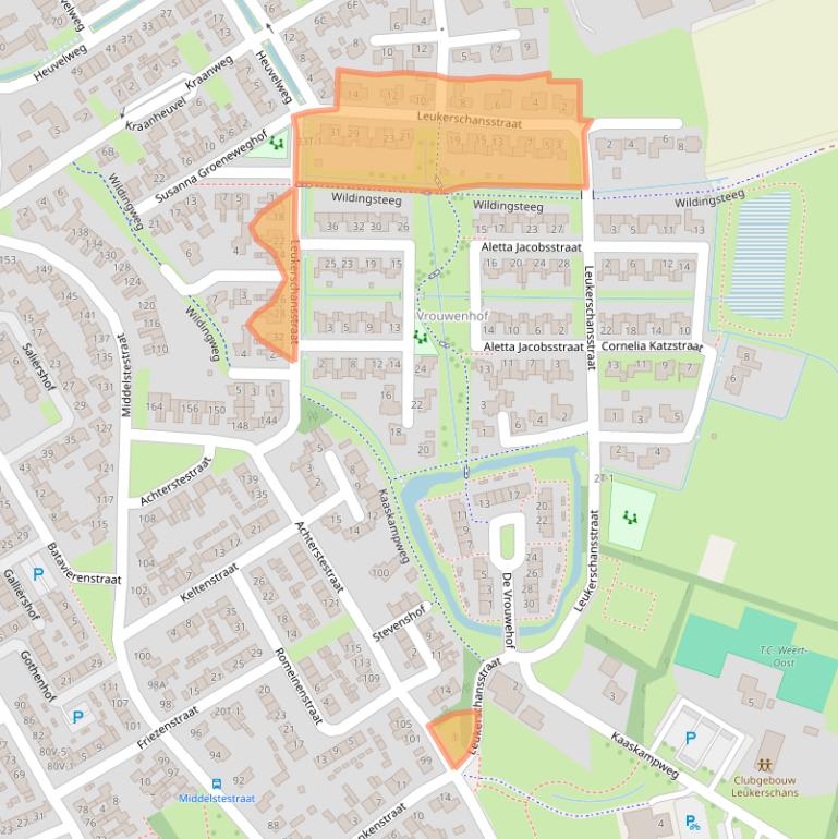 Kaart van postcodegebied 6004RA.