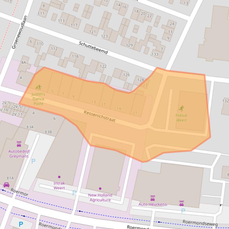 Kaart van postcodegebied 6004TP.