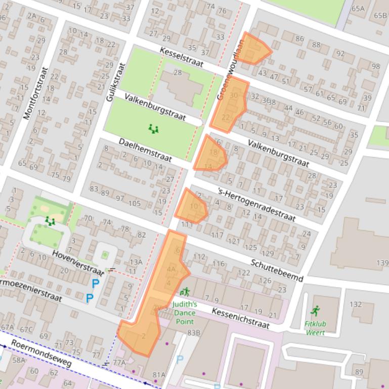 Kaart van postcodegebied 6004VE.