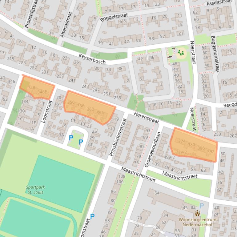 Kaart van postcodegebied 6004XM.