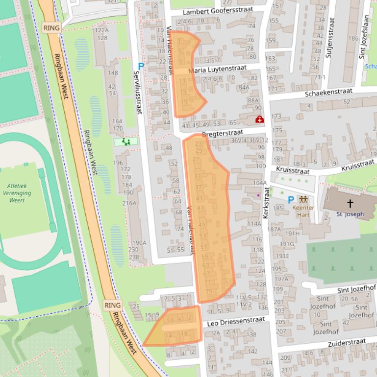 Kaart van postcodegebied 6006JW.