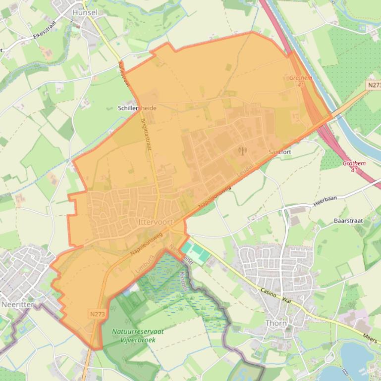 Kaart van postcodegebied 6014.