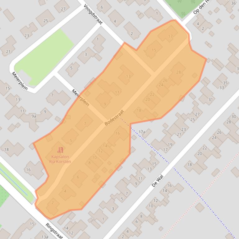 Kaart van postcodegebied 6015BS.