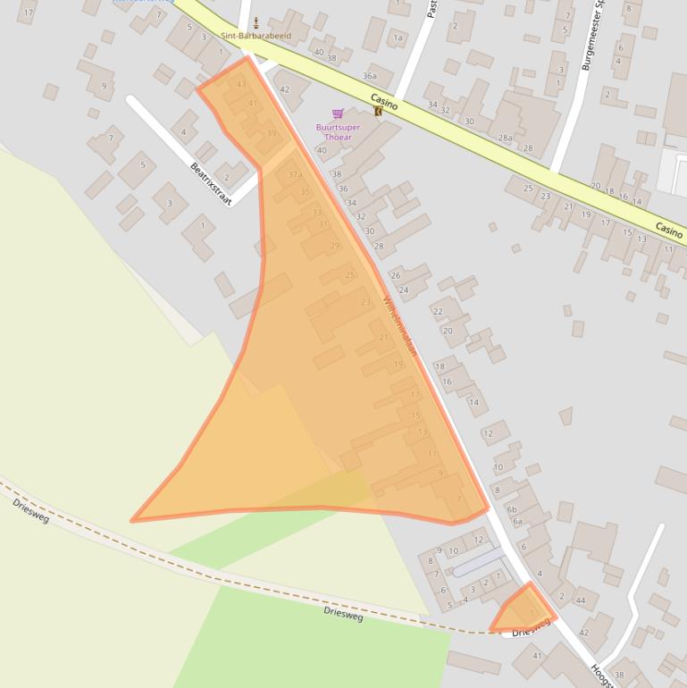 Kaart van postcodegebied 6017BA.