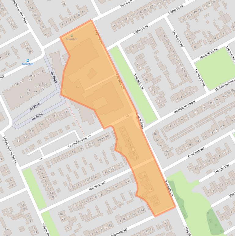 Kaart van postcodegebied 6026BA.