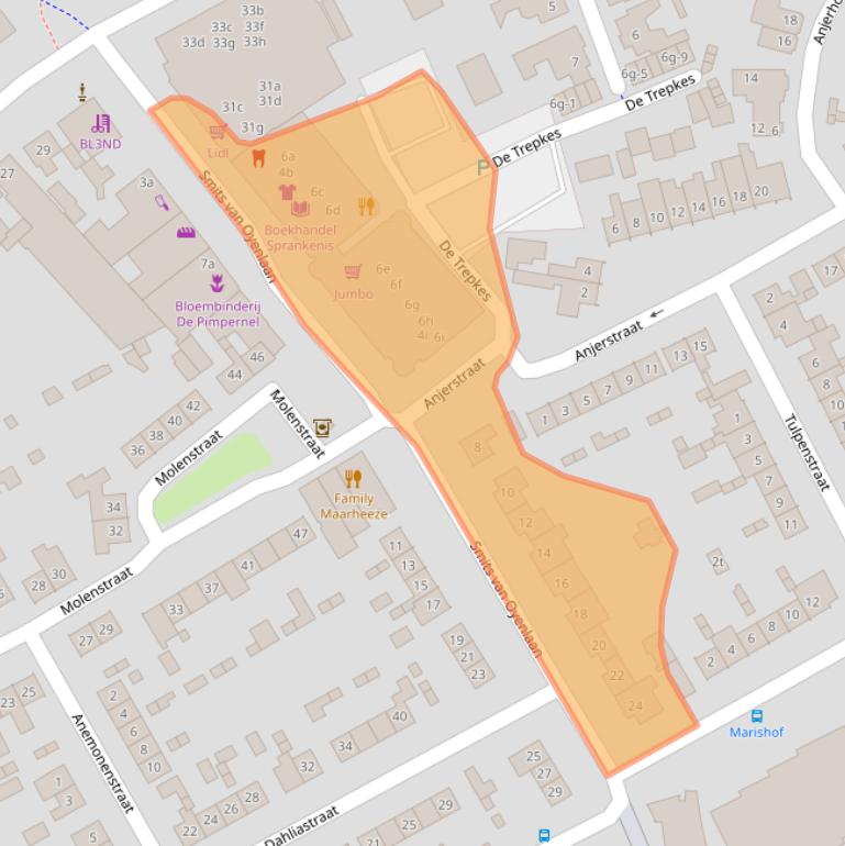 Kaart van postcodegebied 6026CP.