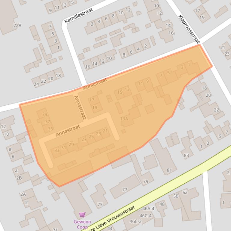 Kaart van postcodegebied 6035BJ.