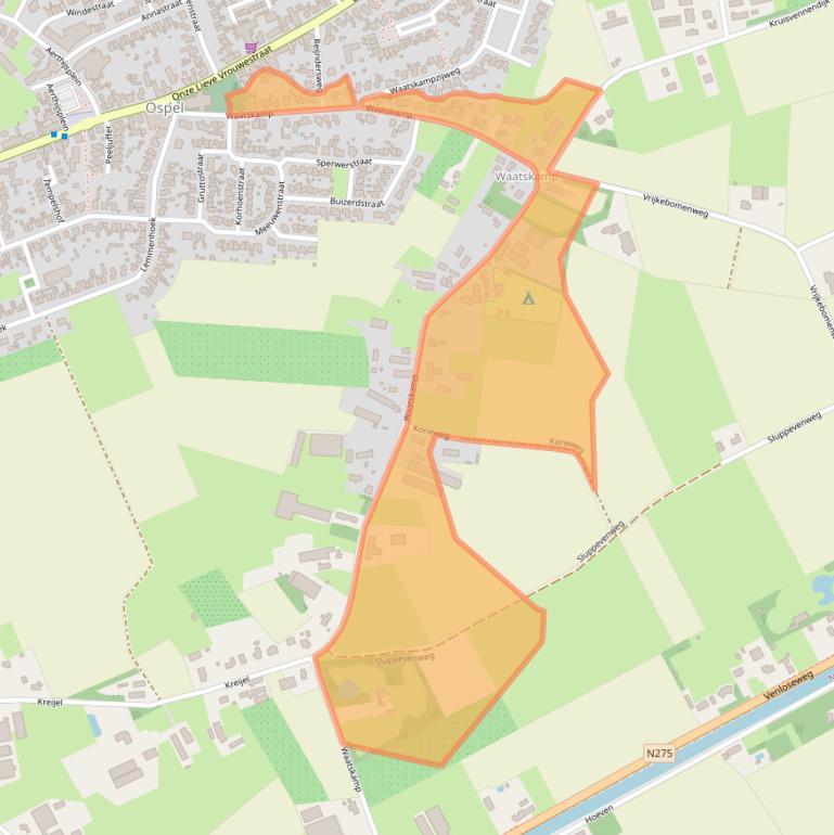 Kaart van postcodegebied 6035BS.