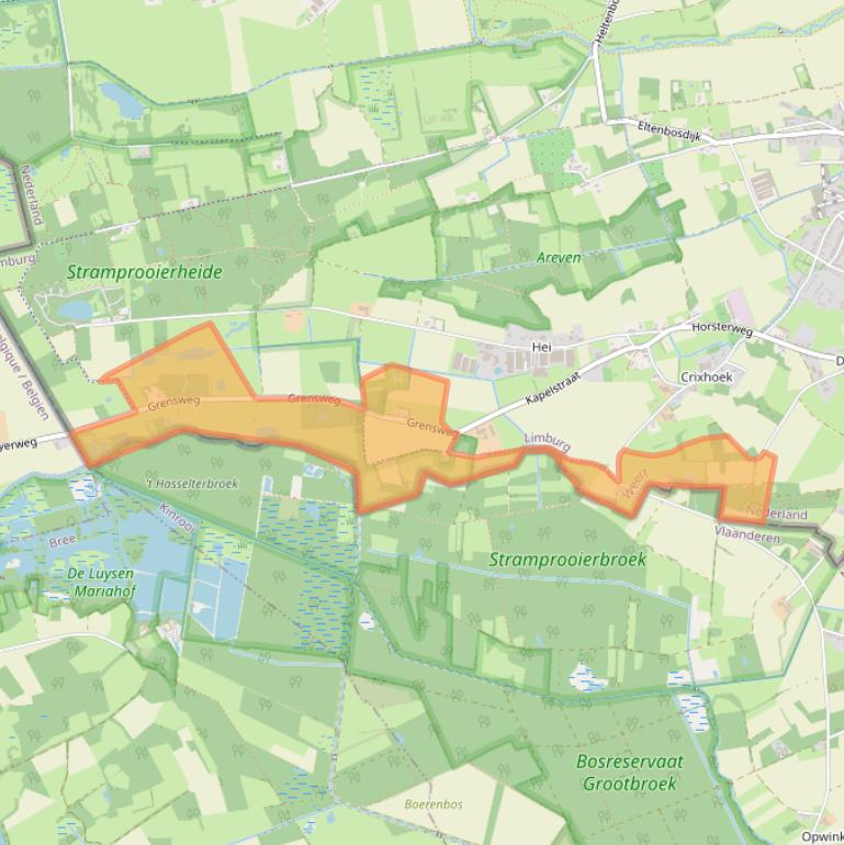 Kaart van postcodegebied 6039RS.