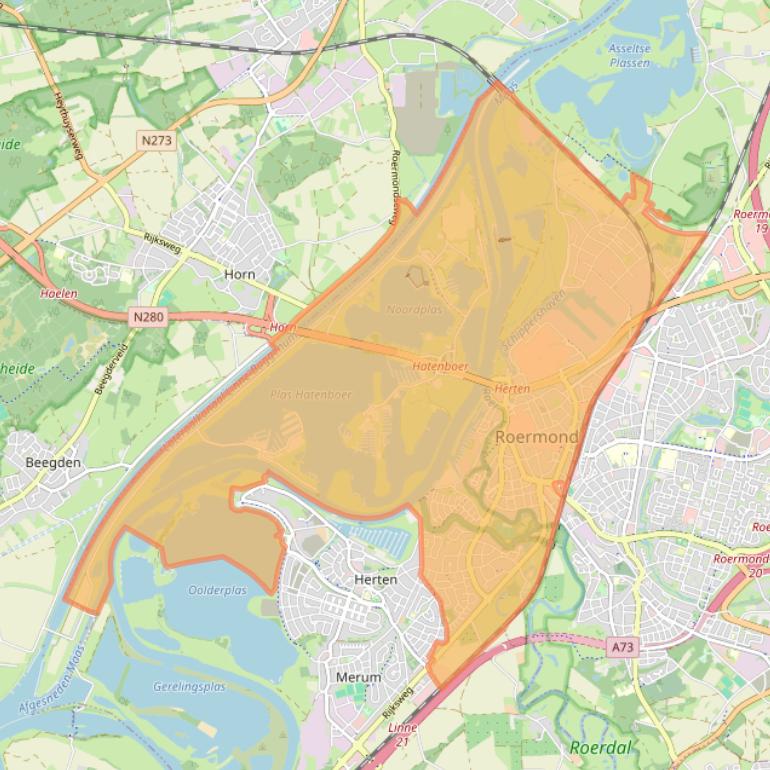Kaart van postcodegebied 6041.