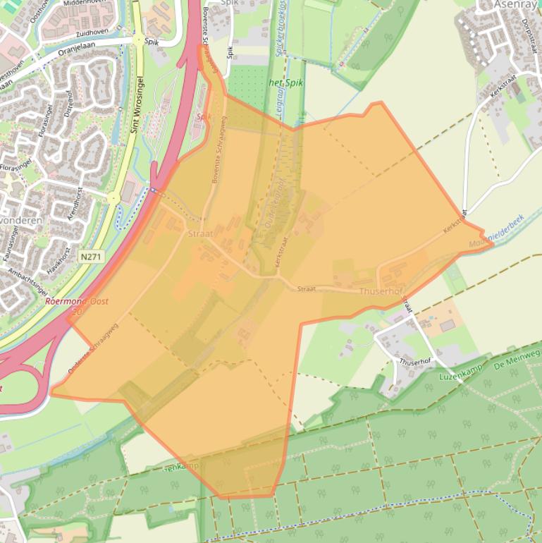 Kaart van postcodegebied 6042KV.