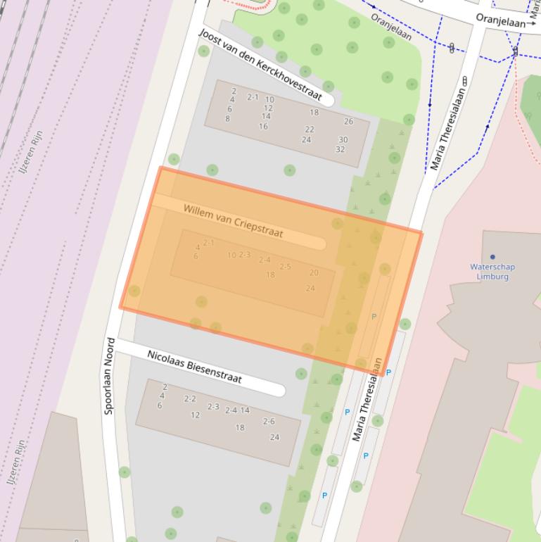 Kaart van postcodegebied 6043AP.