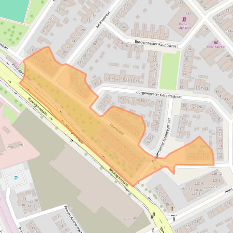 Kaart van postcodegebied 6043BA.