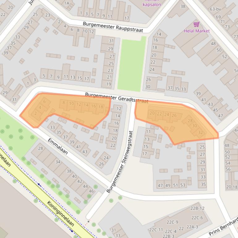 Kaart van postcodegebied 6043BE.