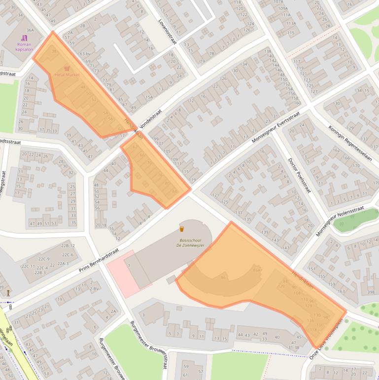 Kaart van postcodegebied 6043BT.