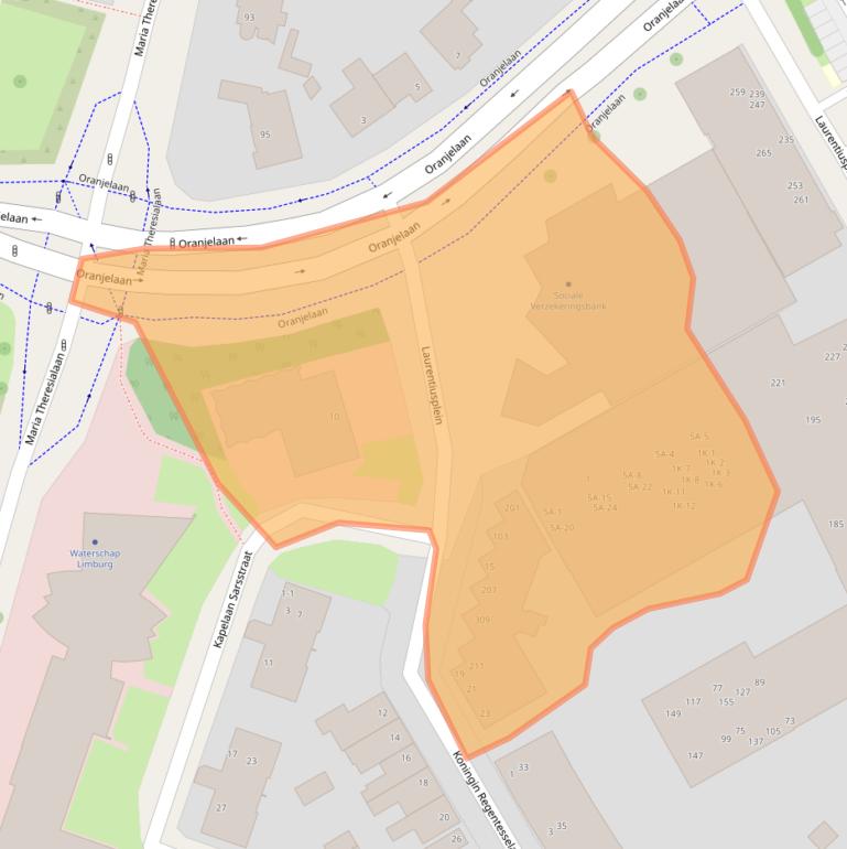 Kaart van postcodegebied 6043CS.