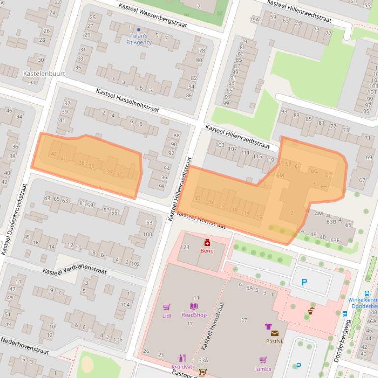 Kaart van postcodegebied 6043JN.
