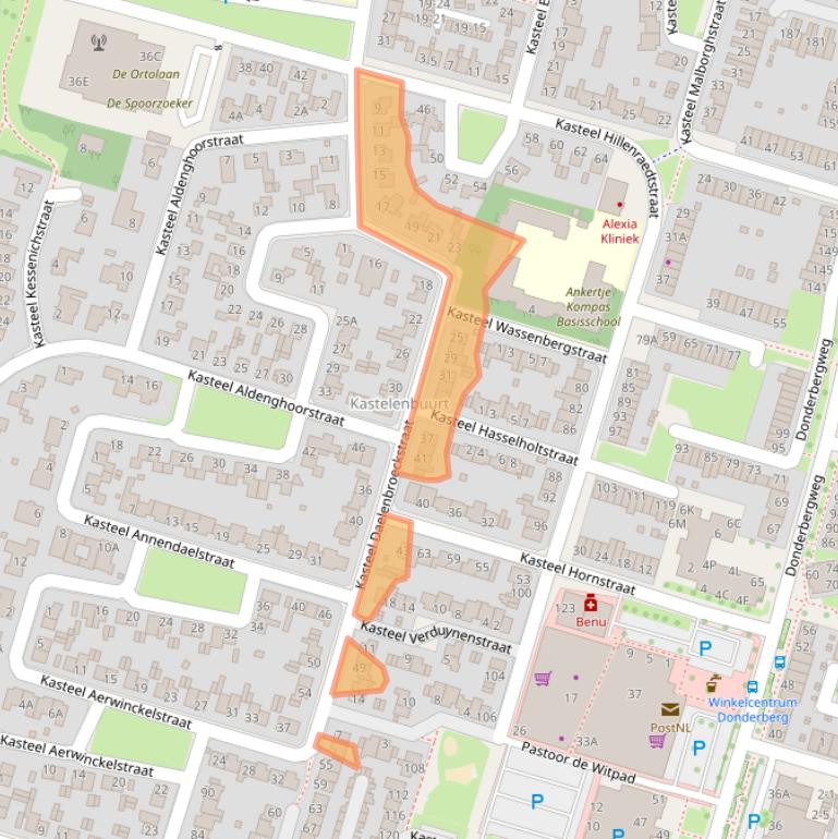Kaart van postcodegebied 6043XP.