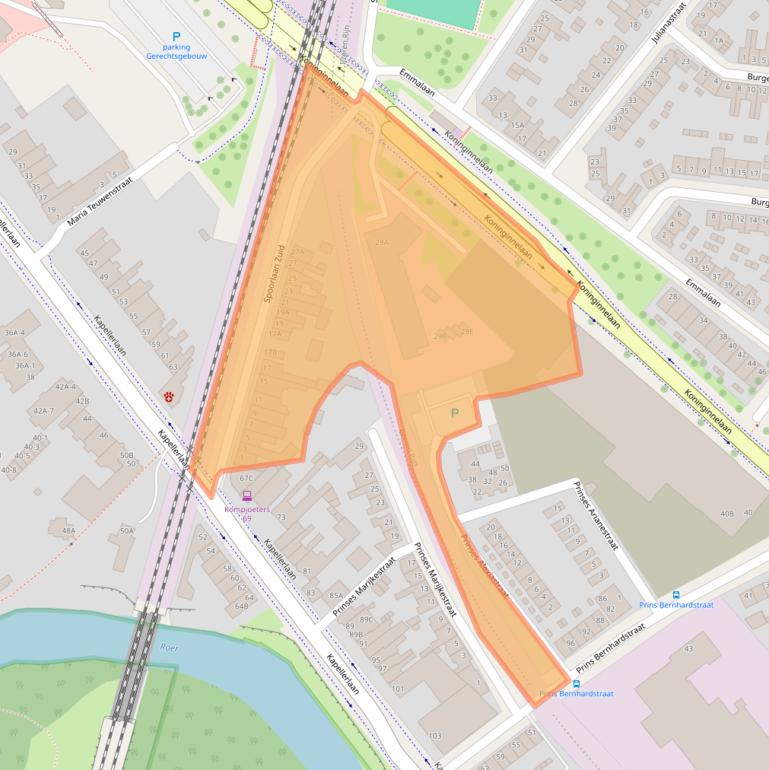Kaart van postcodegebied 6045AA.