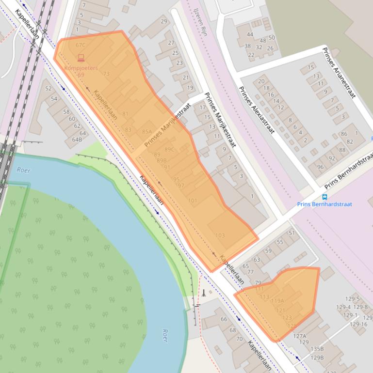 Kaart van postcodegebied 6045AB.