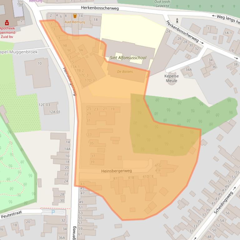 Kaart van postcodegebied 6045CB.