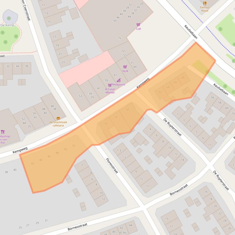 Kaart van postcodegebied 6045EJ.