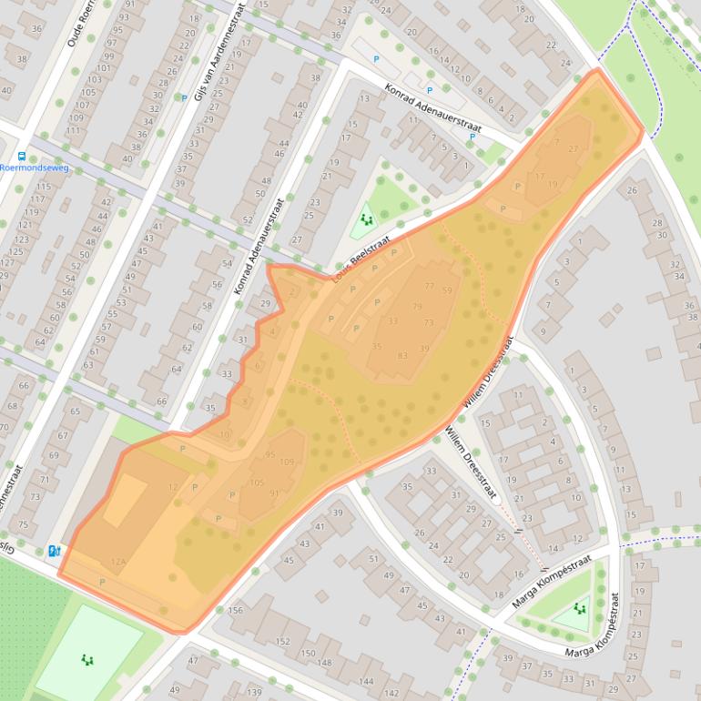 Kaart van postcodegebied 6049HS.