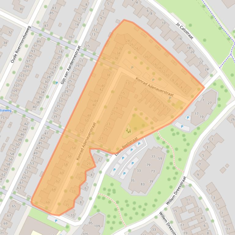 Kaart van postcodegebied 6049HT.