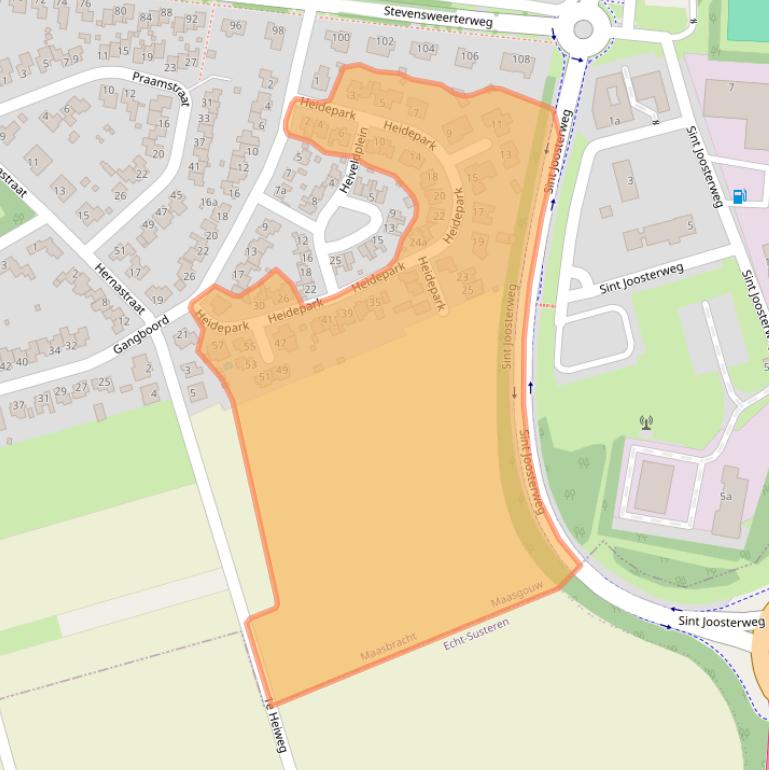 Kaart van postcodegebied 6051GN.