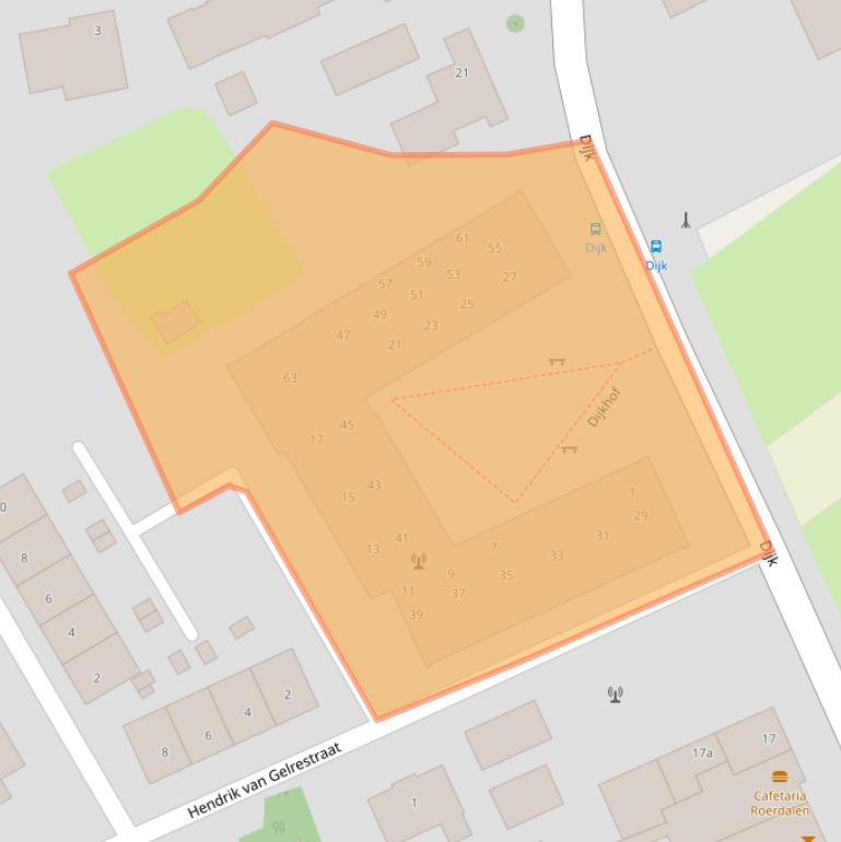 Kaart van postcodegebied 6065GA.