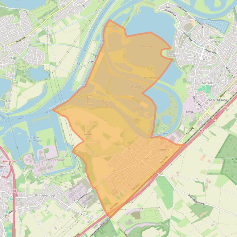 Kaart van postcodegebied 6067.