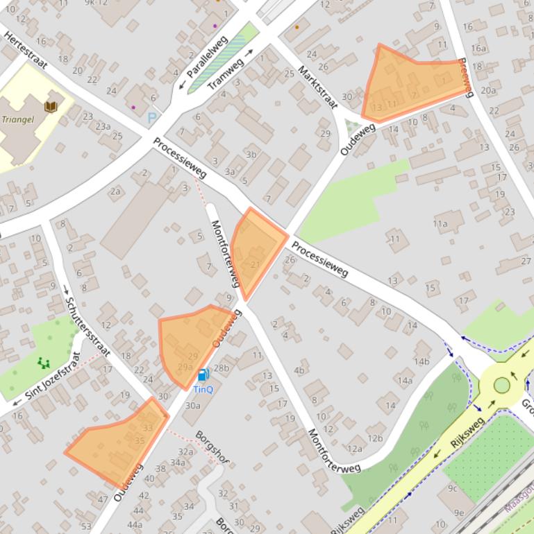 Kaart van postcodegebied 6067BW.