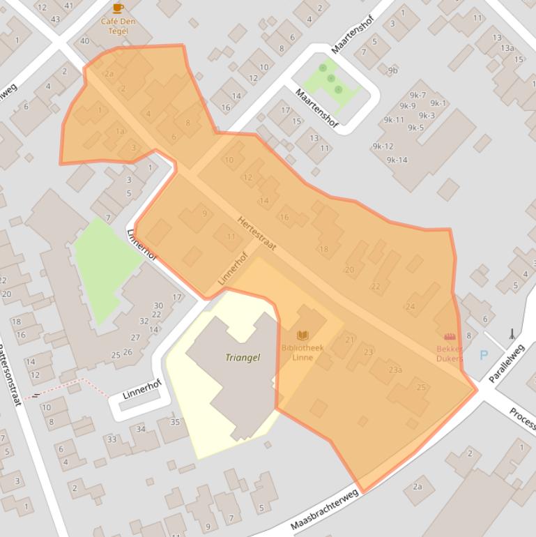 Kaart van postcodegebied 6067ER.