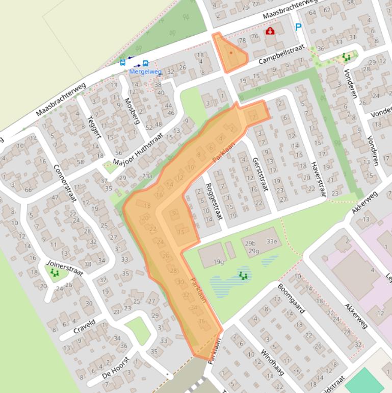 Kaart van postcodegebied 6067GP.