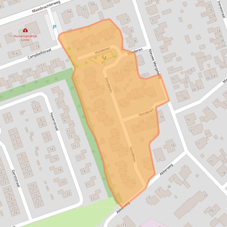 Kaart van postcodegebied 6067GR.