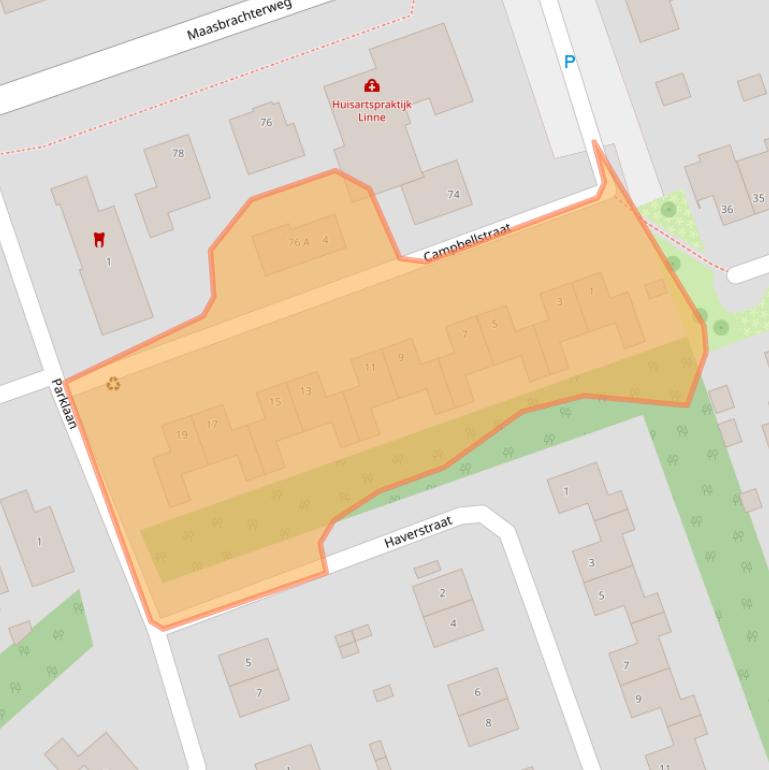 Kaart van postcodegebied 6067JJ.