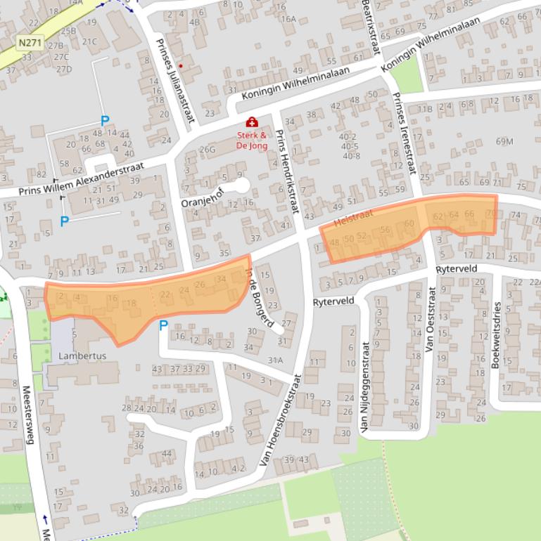 Kaart van postcodegebied 6071CJ.