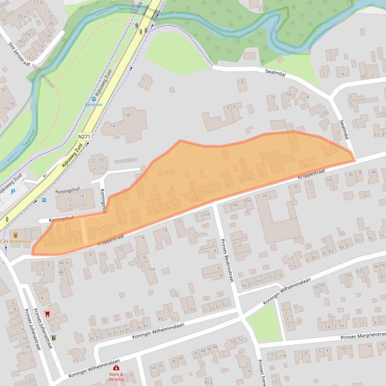 Kaart van postcodegebied 6071HA.