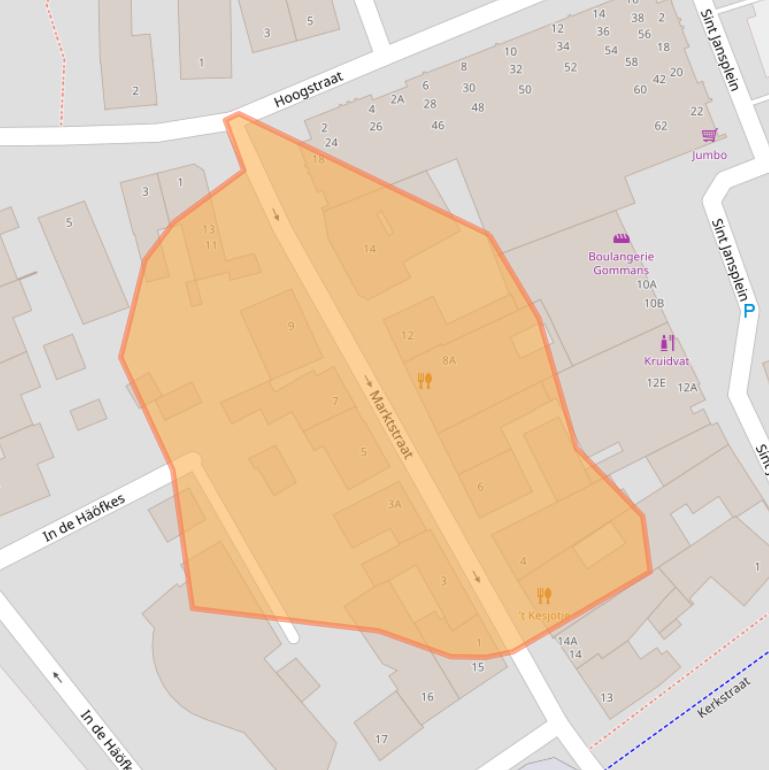 Kaart van postcodegebied 6071JE.