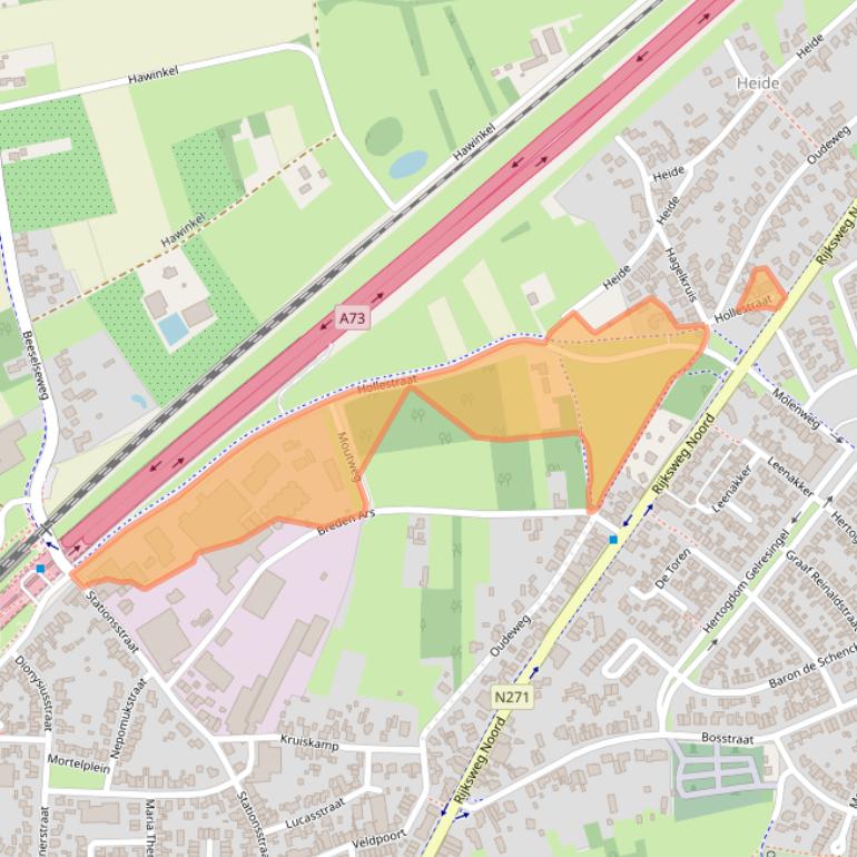 Kaart van postcodegebied 6071LD.