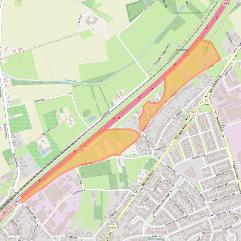 Kaart van postcodegebied 6071LG.