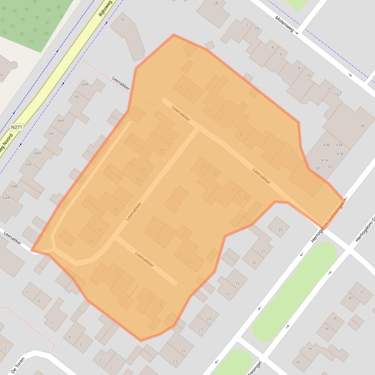 Kaart van postcodegebied 6071XH.