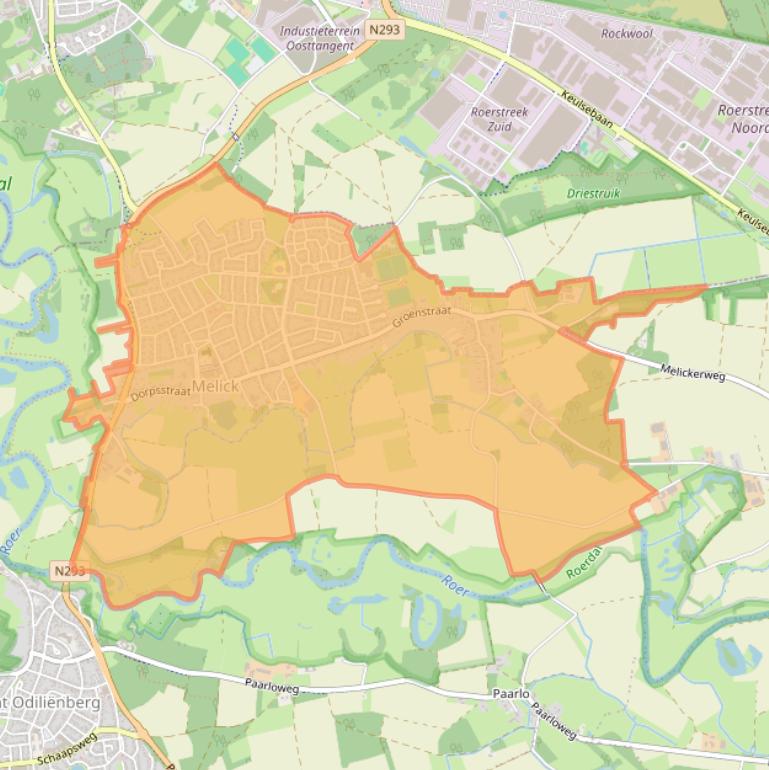 Kaart van postcodegebied 6074.