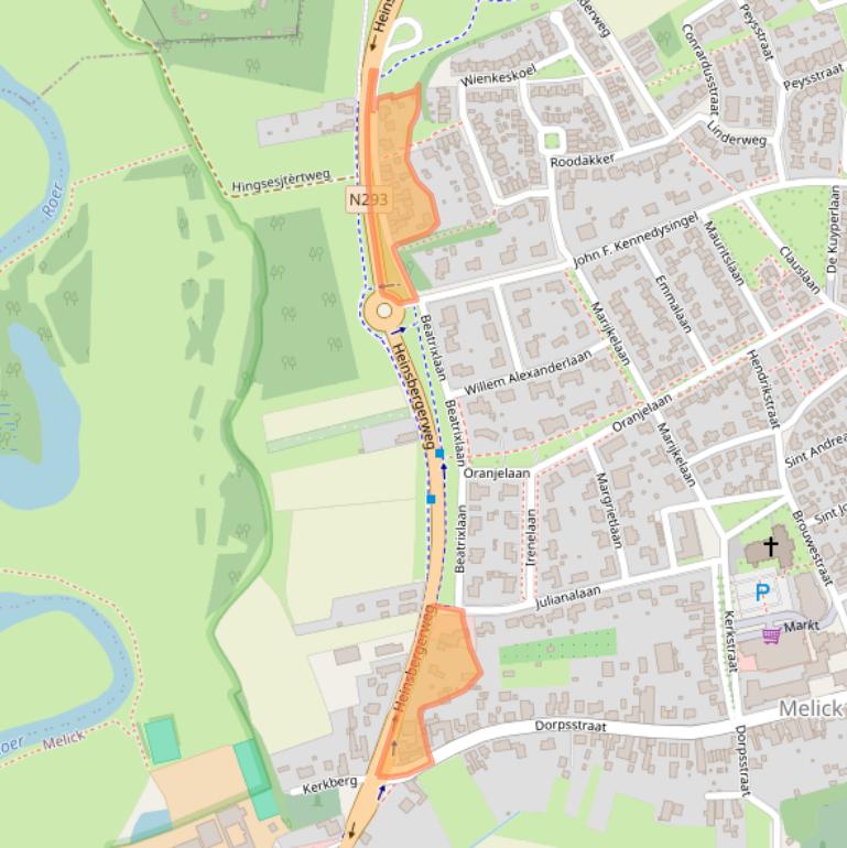 Kaart van postcodegebied 6074AE.