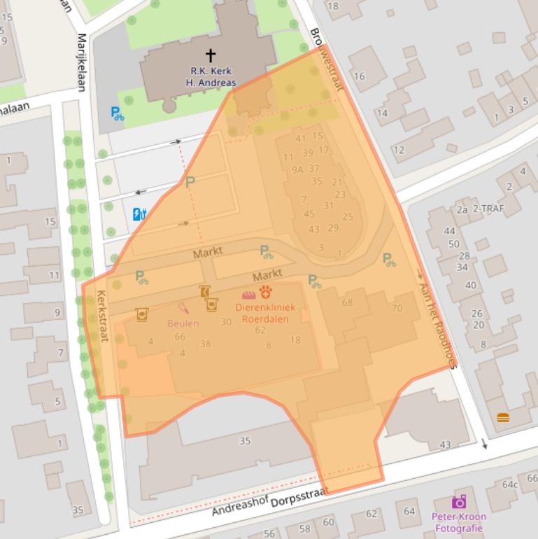 Kaart van postcodegebied 6074BB.