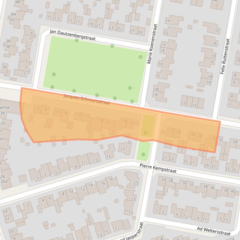 Kaart van postcodegebied 6074CS.