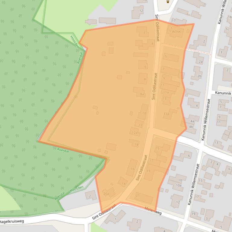 Kaart van postcodegebied 6077AG.