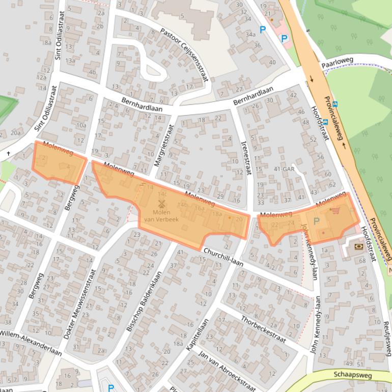 Kaart van postcodegebied 6077BC.