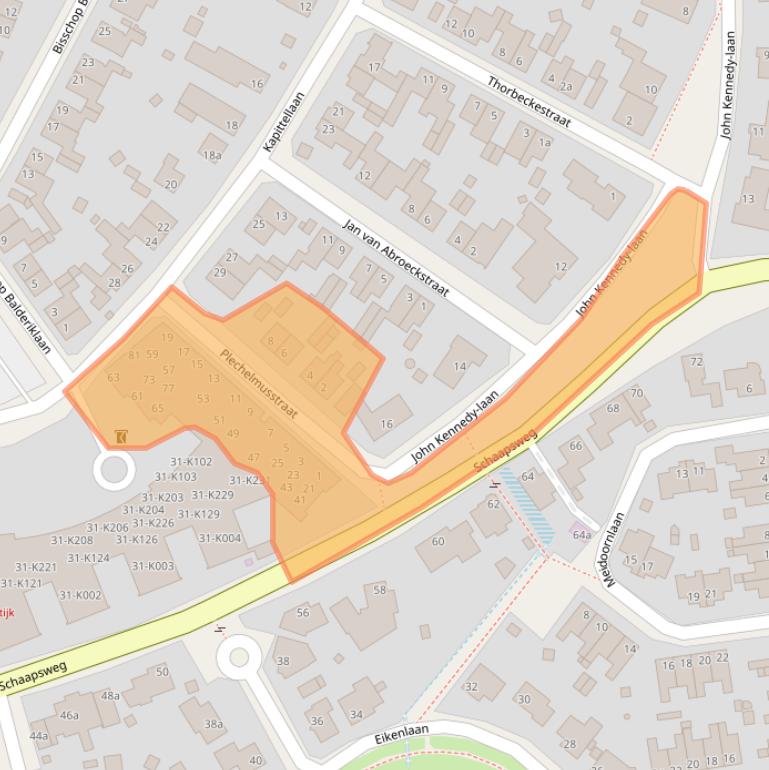 Kaart van postcodegebied 6077BJ.