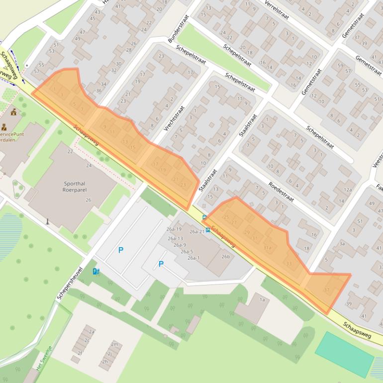 Kaart van postcodegebied 6077CD.